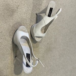 Pleaser white shoes with ankle strap size 8